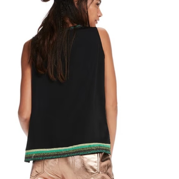 SCOTCH & SODA Round-Neck Top with Shimmery sleeveless black green sparkle size 1 - Picture 3 of 10